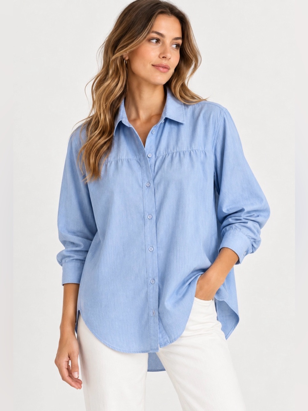 Zara blue button down long sleeve shirt size small